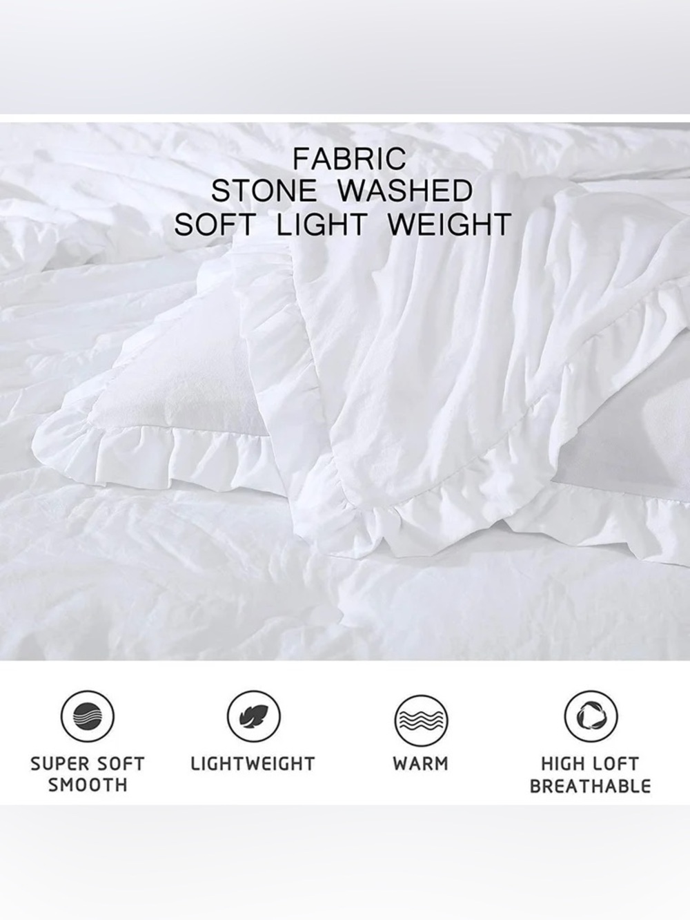 White Ruffled Twin 2 piece Comforter Set - Picture 6 of 6